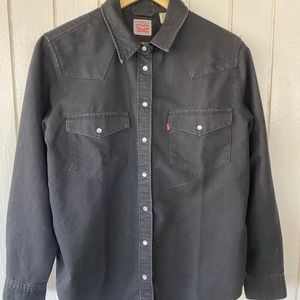 Levi Black Denim Western Shirt L